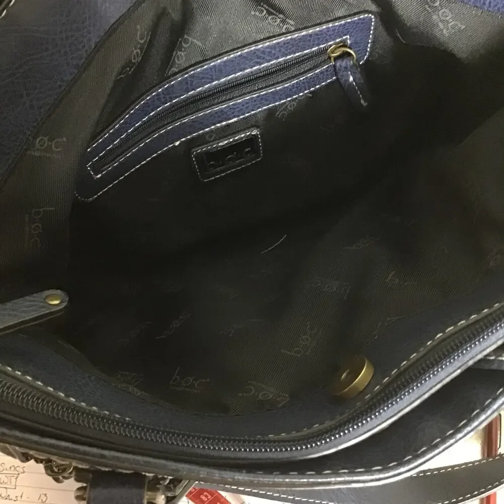 boc Women’s Classic Navy Blue Leather Satchel Handbag